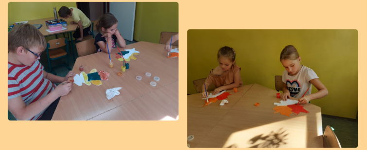 Powiększ obraz: Dzieci podczas wykonywania prac plastycznych